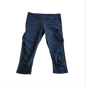 LULULEMON Black Ruched 3/4 Quarter Side Mesh Leggings